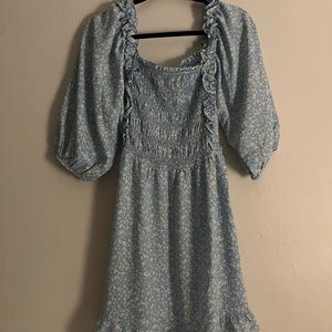 blue floral flowy dress